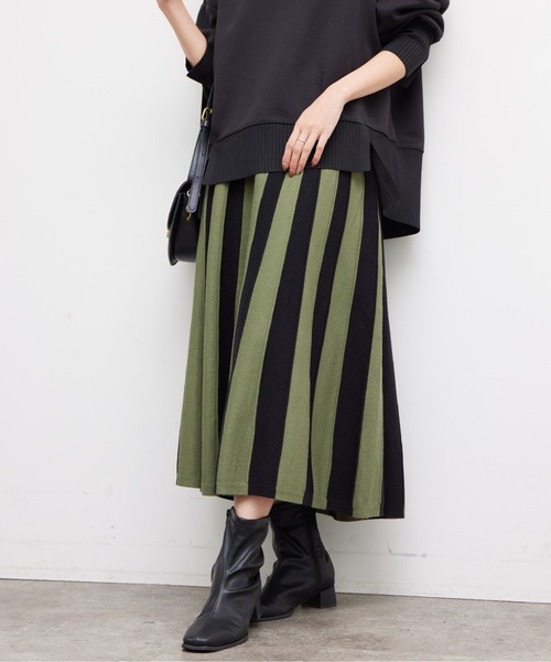 Chez toi(シェトワ)の「ASST柄ニットフレアスカート(スカート・レディース・ブラウン/ブラック/グリーン/グリーン系その他/ブラック系その他/グレー・FREE)」の5枚目の写真