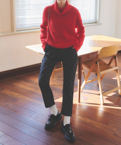 KOBE LETTUCE（コウベレタス）の「フロッキードットハイウエストパンツ（その他パンツ・レディース・ブラック/ベージュ/ブラック系その他/モカ・L/M/S）」の9枚目の写真