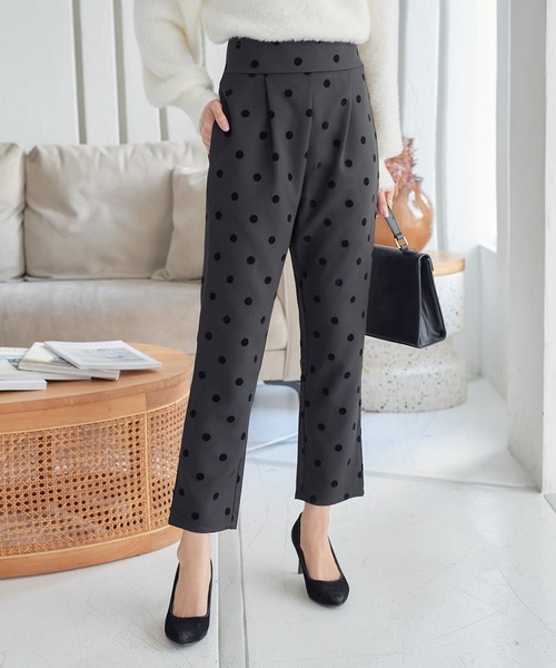 KOBE LETTUCE（コウベレタス）の「フロッキードットハイウエストパンツ（その他パンツ・レディース・ブラック/ベージュ/ブラック系その他/モカ・L/M/S）」の7枚目の写真