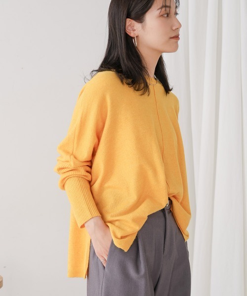 Bou Jeloud(ブージュルード)の「【選べる6色展開】ウォッシャブルクループルオーバープルオーバー(ニット/セーター・レディース・パープル/ネイビー/オレンジ/イエロー/ブルー/杢グレー・FREE)」の7枚目の写真