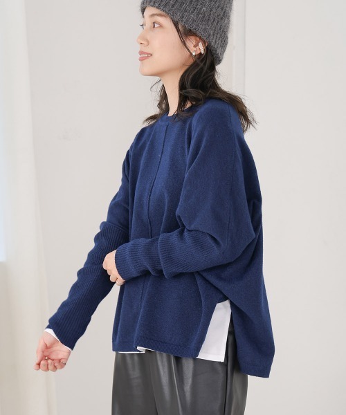 Bou Jeloud(ブージュルード)の「【選べる6色展開】ウォッシャブルクループルオーバープルオーバー(ニット/セーター・レディース・パープル/ネイビー/オレンジ/イエロー/ブルー/杢グレー・FREE)」の18枚目の写真