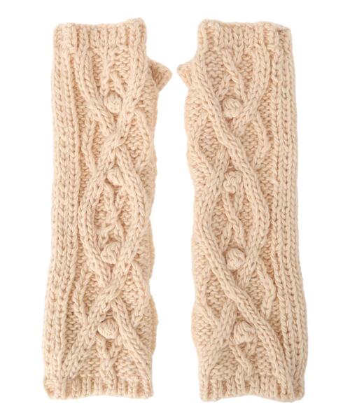 Samansa Mos2(サマンサ モスモス)の「ケーブルニットアームウォーマー(手袋・レディース・オフホワイト/モカ・F)」の12枚目の写真