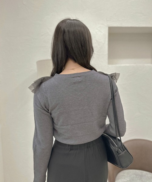 apres jour clair(アプレジュールクレア)の「【apres jour clair】チュールフリルニット【ZOZOTOWN限定アイテム】(ニット/セーター・レディース・アイボリー/ブラウン系その他/グレー・X-LARGE/フリー)」の13枚目の写真
