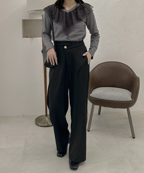 apres jour clair(アプレジュールクレア)の「【apres jour clair】チュールフリルニット【ZOZOTOWN限定アイテム】(ニット/セーター・レディース・アイボリー/ブラウン系その他/グレー・X-LARGE/フリー)」の14枚目の写真