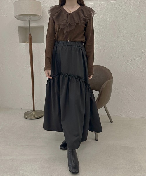 apres jour clair(アプレジュールクレア)の「【apres jour clair】チュールフリルニット【ZOZOTOWN限定アイテム】(ニット/セーター・レディース・アイボリー/ブラウン系その他/グレー・X-LARGE/フリー)」の18枚目の写真