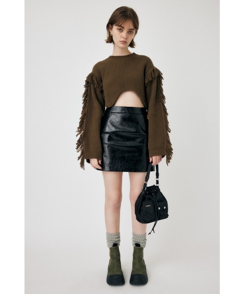 MOUSSY（マウジー）の「F/LEATHER MINI スカート（スカート・レディース・ブラック/グレー・0/1/2）」の3枚目の写真