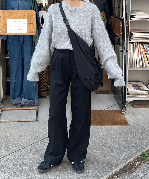 LE MORE(リモア)の「クルーネックモヘアタッチニット(ニット/セーター・レディース・グレー/アイボリー/チャコール・FREE)」の7枚目の写真