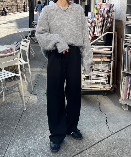 LE MORE(リモア)の「クルーネックモヘアタッチニット(ニット/セーター・レディース・グレー/アイボリー/チャコール・FREE)」の11枚目の写真