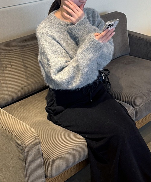 LE MORE(リモア)の「クルーネックモヘアタッチニット(ニット/セーター・レディース・グレー/アイボリー/チャコール・FREE)」の16枚目の写真