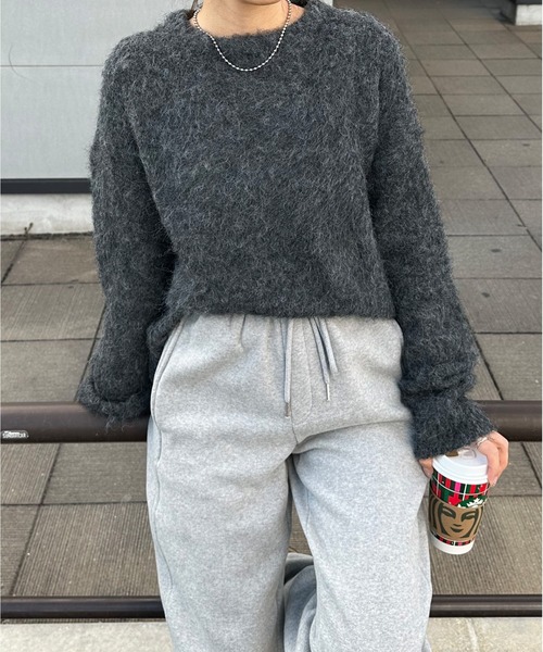 LE MORE(リモア)の「クルーネックモヘアタッチニット(ニット/セーター・レディース・グレー/アイボリー/チャコール・FREE)」の19枚目の写真