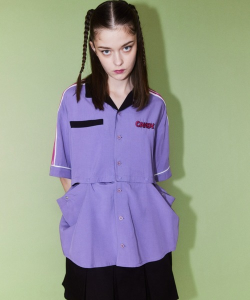 Candy Stripper（キャンディストリッパー）の「STUNNED CHICK 2WAY シャツ（シャツ/ブラウス・レディース・ブラック/エメラルド/パープル/オフホワイト・2）」の4枚目の写真
