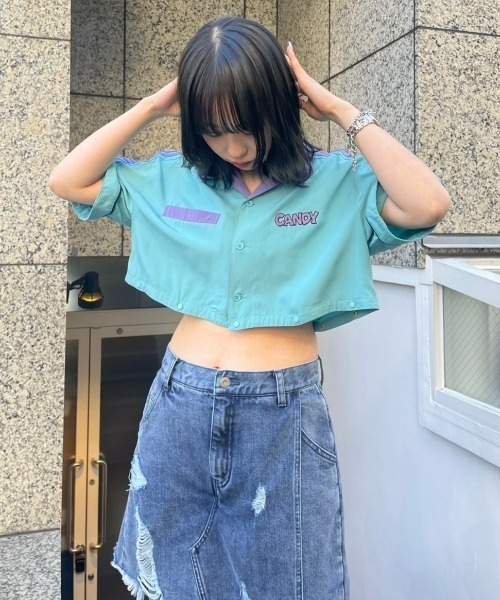 Candy Stripper（キャンディストリッパー）の「STUNNED CHICK 2WAY シャツ（シャツ/ブラウス・レディース・ブラック/エメラルド/パープル/オフホワイト・2）」の21枚目の写真