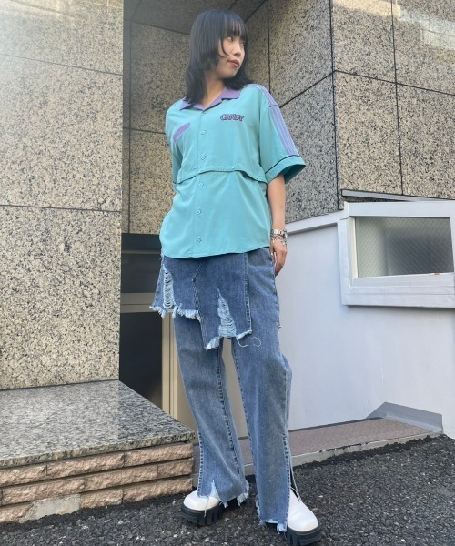 Candy Stripper（キャンディストリッパー）の「STUNNED CHICK 2WAY シャツ（シャツ/ブラウス・レディース・ブラック/エメラルド/パープル/オフホワイト・2）」の20枚目の写真