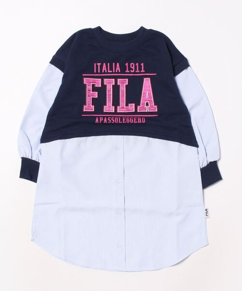 FILA(フィラ)の「【FILA】レイヤード風ワンピース/キッズ/ガールズ(ワンピース・キッズ・ホワイト/ネイビー・120cm/110cm/130cm)」の1枚目の写真