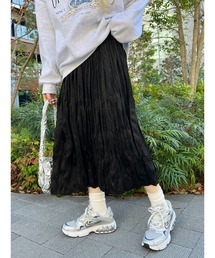 スウェードタッチワッシャーロングスカート
