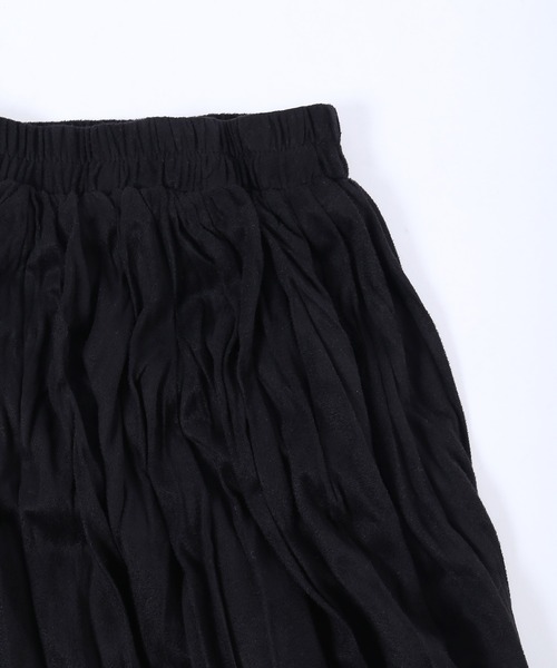 WC(ダブル シー)の「スウェードタッチワッシャーロングスカート(スカート・レディース・アイボリー/ブラック・FREE)」の10枚目の写真