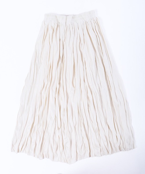 WC(ダブル シー)の「スウェードタッチワッシャーロングスカート(スカート・レディース・アイボリー/ブラック・FREE)」の8枚目の写真
