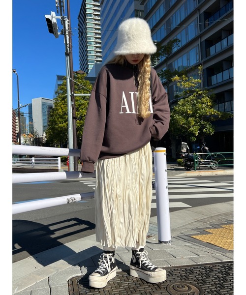 WC(ダブル シー)の「スウェードタッチワッシャーロングスカート(スカート・レディース・アイボリー/ブラック・FREE)」の19枚目の写真