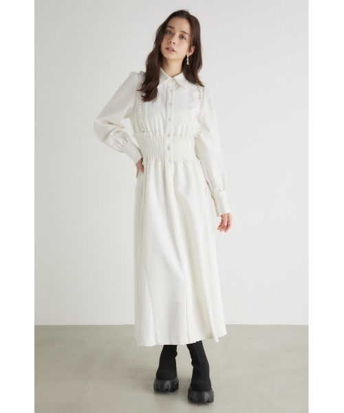 rienda(リエンダ)の「【WEB限定】パールサスペンダーワンピース(シャツワンピース・レディース・ホワイト/ブラック・SMALL/MEDIUM)」の17枚目の写真