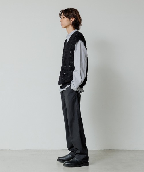 美品　アダムエロペ　グリーン 透かし編み ニットベスト Mサイズ　00056 ADAM ET ROPE'（アダムエロペ）の「【WEB限定】透かし編み