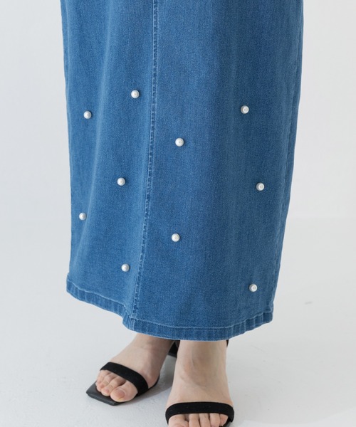 INCEDE（インシード）の「スーパーストレッチ デニムロングスカート（スカート・レディース・ブラック/ブルー/サックスブルー・3L/LL/L/M）」の9枚目の写真