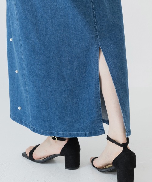 INCEDE（インシード）の「スーパーストレッチ デニムロングスカート（スカート・レディース・ブラック/ブルー/サックスブルー・3L/LL/L/M）」の10枚目の写真