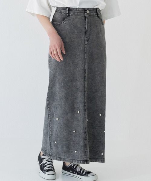 INCEDE（インシード）の「スーパーストレッチ デニムロングスカート（スカート・レディース・ブラック/ブルー/サックスブルー・3L/LL/L/M）」の4枚目の写真