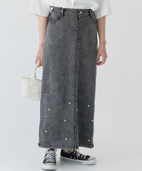 INCEDE（インシード）の「スーパーストレッチ デニムロングスカート（スカート・レディース・ブラック/ブルー/サックスブルー・3L/LL/L/M）」の5枚目の写真