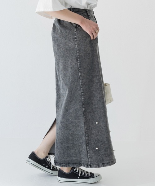 INCEDE（インシード）の「スーパーストレッチ デニムロングスカート（スカート・レディース・ブラック/ブルー/サックスブルー・3L/LL/L/M）」の6枚目の写真
