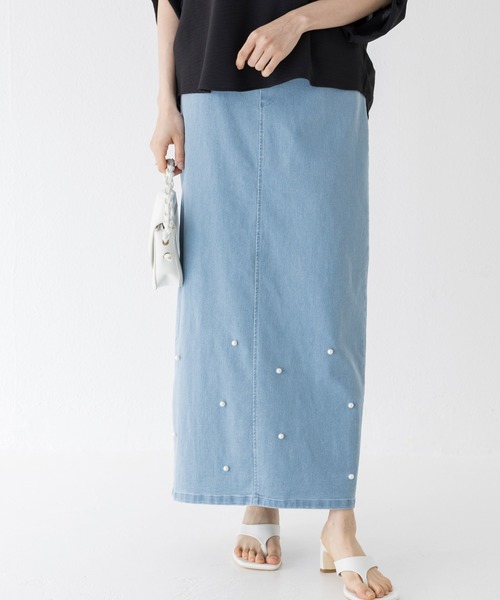 INCEDE（インシード）の「スーパーストレッチ デニムロングスカート（スカート・レディース・ブラック/ブルー/サックスブルー・3L/LL/L/M）」の18枚目の写真