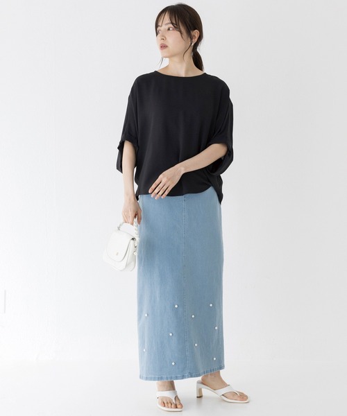 INCEDE（インシード）の「スーパーストレッチ デニムロングスカート（スカート・レディース・ブラック/ブルー/サックスブルー・3L/LL/L/M）」の21枚目の写真