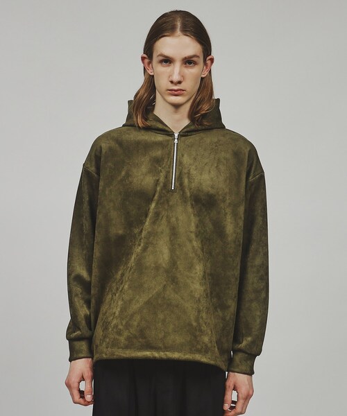 tk.TAKEO KIKUCHI（ティーケータケオキクチ）の「◆スプリングスウェード調ハーフジップパーカー（パーカー・メンズ・ブラック/ライトグレー/ダークグリーン/ブラック系4/ホワイト系5・01/02/03）」の18枚目の写真