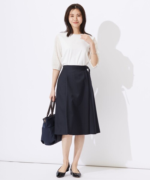 J.PRESS(ジェイプレス)の「【WEB限定カラーあり】スムースジャージー 刺繍スリーブ カットソー(Tシャツ/カットソー・レディース・ネイビー系/ホワイト系/ベージュ系/ふじ色系/イエロー系・MEDIUM/LARGE)」の13枚目の写真