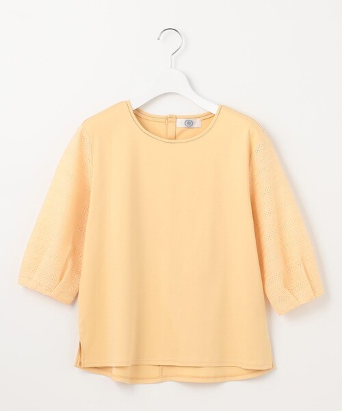J.PRESS(ジェイプレス)の「【WEB限定カラーあり】スムースジャージー 刺繍スリーブ カットソー(Tシャツ/カットソー・レディース・ネイビー系/ホワイト系/ベージュ系/ふじ色系/イエロー系・MEDIUM/LARGE)」の7枚目の写真