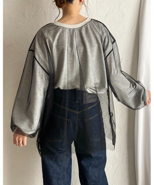 She's Closet(シーズクローゼット)の「シアーレイヤード長袖フリルビスチェチュールドッキングスウェットプルオーバー(スウェット・レディース・ブラック/オートミール/ライトベージュ・FREE)」の7枚目の写真