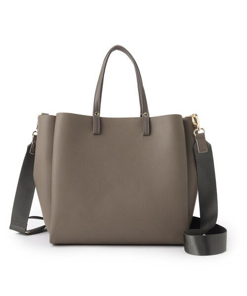 ITS'DEMO(イッツデモ)の「◆【通勤・通学に/ポケ3/軽量/ジャストA4】ソフト軽量3層2WAYトート(トートバッグ・レディース・アイボリー/ブラック/ナチュラル・00)」の3枚目の写真