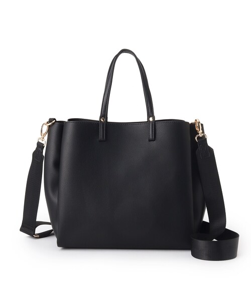 ITS'DEMO(イッツデモ)の「◆【通勤・通学に/ポケ3/軽量/ジャストA4】ソフト軽量3層2WAYトート(トートバッグ・レディース・アイボリー/ブラック/ナチュラル・00)」の2枚目の写真