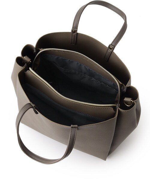 ITS'DEMO(イッツデモ)の「◆【通勤・通学に/ポケ3/軽量/ジャストA4】ソフト軽量3層2WAYトート(トートバッグ・レディース・アイボリー/ブラック/ナチュラル・00)」の13枚目の写真