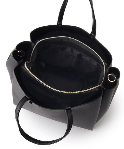 ITS'DEMO(イッツデモ)の「◆【通勤・通学に/ポケ3/軽量/ジャストA4】ソフト軽量3層2WAYトート(トートバッグ・レディース・アイボリー/ブラック/ナチュラル・00)」の11枚目の写真