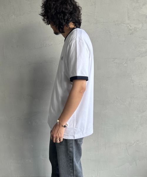 FRED PERRY（フレッドペリー）の「【LEE 7月号掲載】[FRED PERRY/フレッドペリー] 別注 ワンポイントロゴ刺繍 リンガーTシャツ（Tシャツ/カットソー・レディース・オートミール/ネイビー/ホワイト・L/M/S/XS/XL）」の7枚目の写真