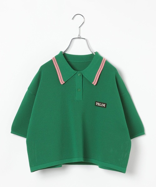 PBLIM（ページボーイリム）の「PBLIM/カラーニットポロ（ポロシャツ・レディース・グリーン/ネイビー・FREE）」の6枚目の写真