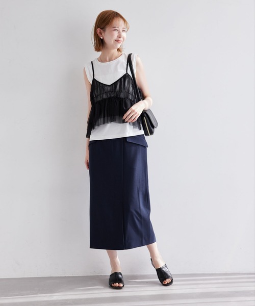 ROPE' PICNIC(ロペピクニック)の「シャーリングチュールキャミセットトップス(Tシャツ/カットソー・レディース・キナリ/ブラック系その他/ベージュ系その他・38)」の19枚目の写真