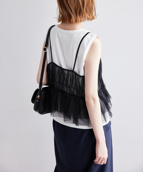 ROPE' PICNIC(ロペピクニック)の「シャーリングチュールキャミセットトップス(Tシャツ/カットソー・レディース・キナリ/ブラック系その他/ベージュ系その他・38)」の15枚目の写真