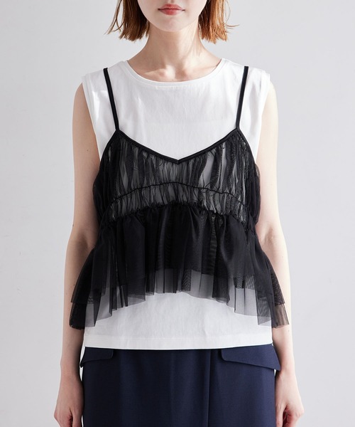 ROPE' PICNIC(ロペピクニック)の「シャーリングチュールキャミセットトップス(Tシャツ/カットソー・レディース・キナリ/ブラック系その他/ベージュ系その他・38)」の16枚目の写真