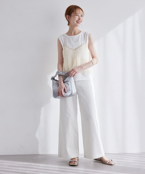 ROPE' PICNIC(ロペピクニック)の「シャーリングチュールキャミセットトップス(Tシャツ/カットソー・レディース・キナリ/ブラック系その他/ベージュ系その他・38)」の21枚目の写真