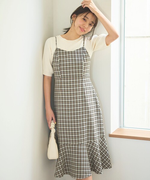 【セール】【セットアイテム・洗える】パフスリーブニット×キャミソール ワンピース（ワンピース）｜Feroux（フェルゥ） 5,412円