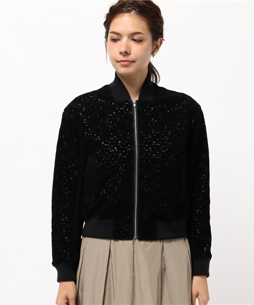 EDIT. FOR LULU（エディットフォールル）の「◆パイルレース ブルゾン（ブルゾン・レディース・ブラック・36/34）」の2枚目の写真