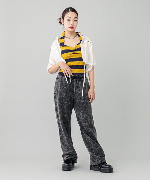 X-girl（エックスガール）の「STRIPED CAMISOLE（キャミソール・レディース・ライトブルー/ブラック/イエロー・S/M）」の15枚目の写真