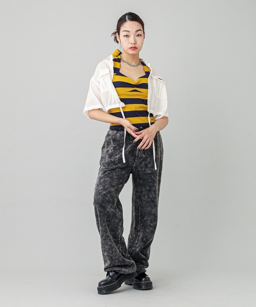 X-girl（エックスガール）の「STRIPED CAMISOLE（キャミソール・レディース・ライトブルー/ブラック/イエロー・S/M）」の16枚目の写真