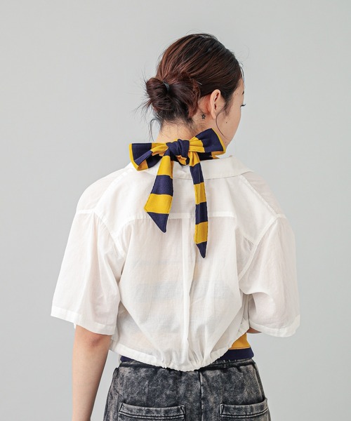 X-girl（エックスガール）の「STRIPED CAMISOLE（キャミソール・レディース・ライトブルー/ブラック/イエロー・S/M）」の12枚目の写真